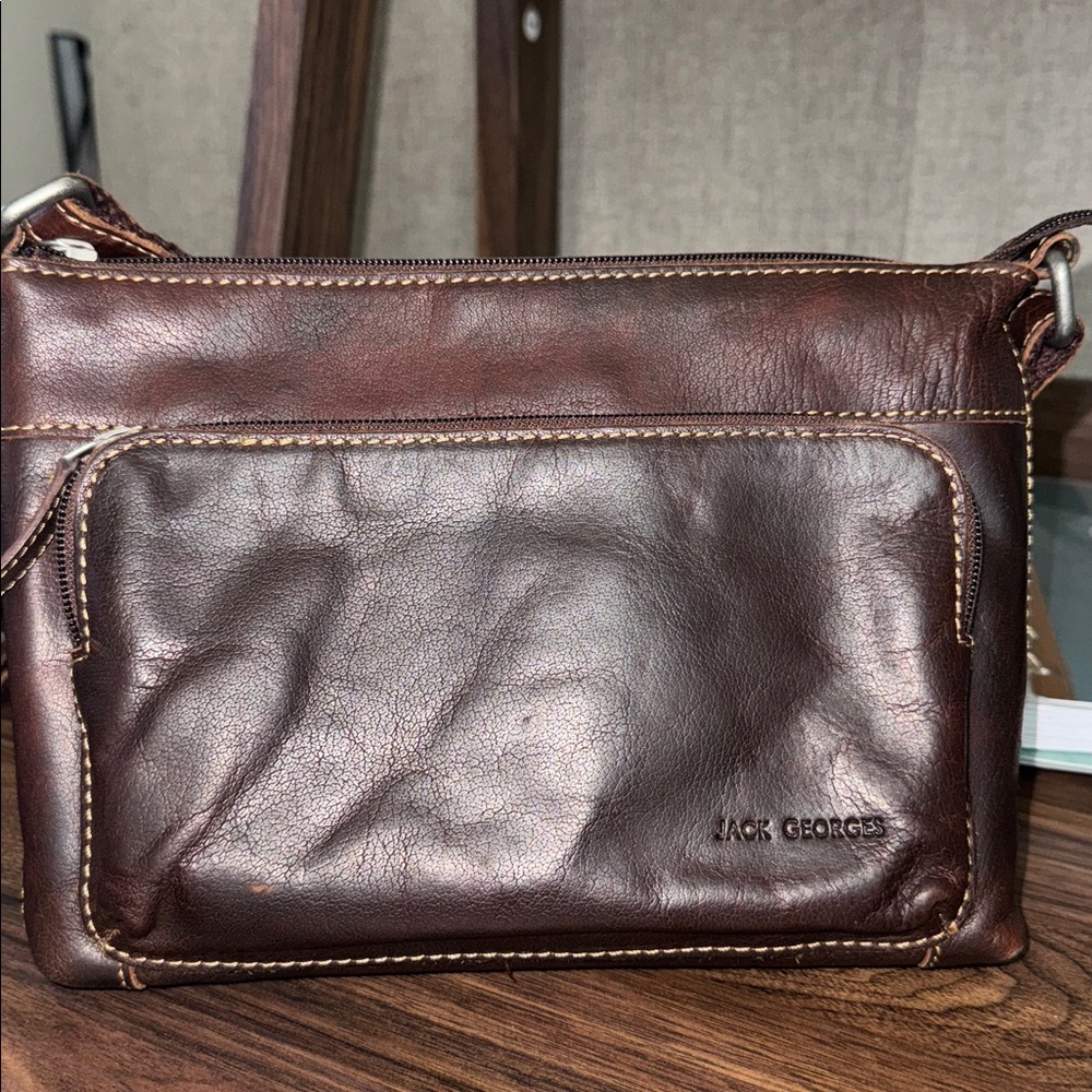 Jack Georges Brown Leather Crossbody Bag